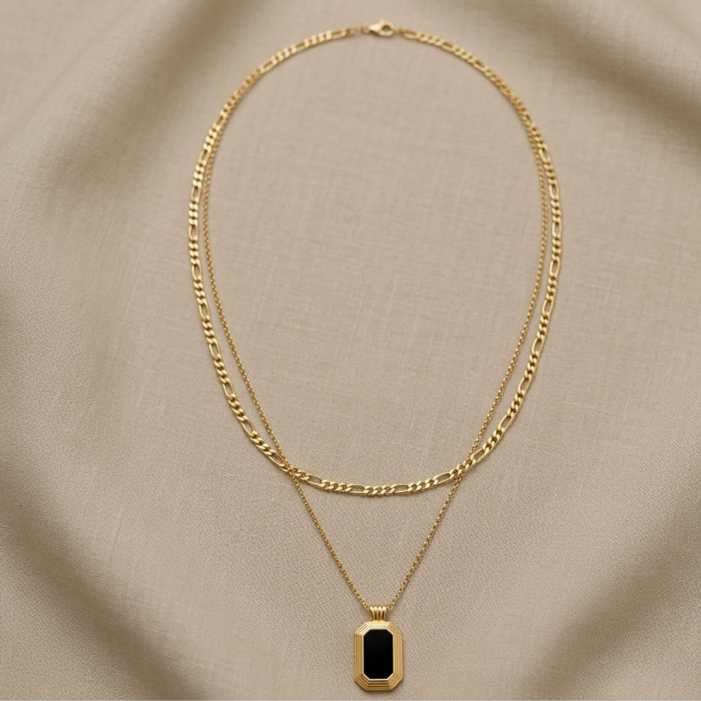 Elisia Black Onyx Two-Layer Necklace