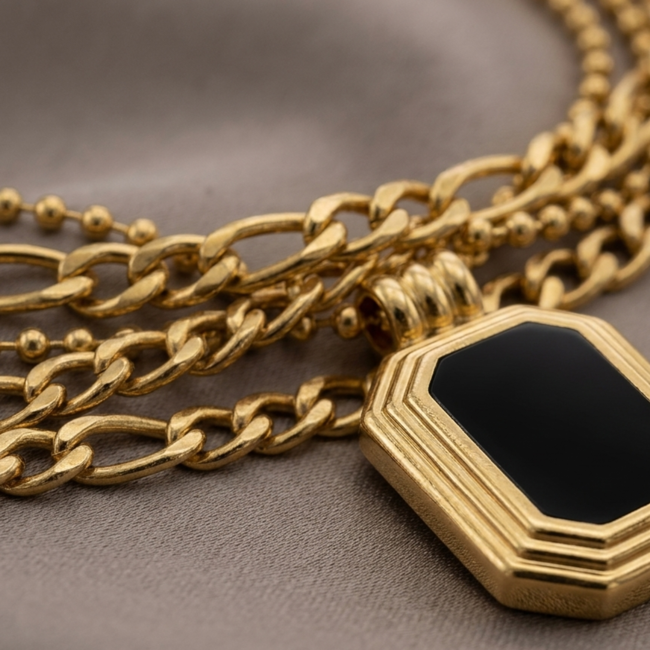 Elisia Black Onyx Two-Layer Necklace