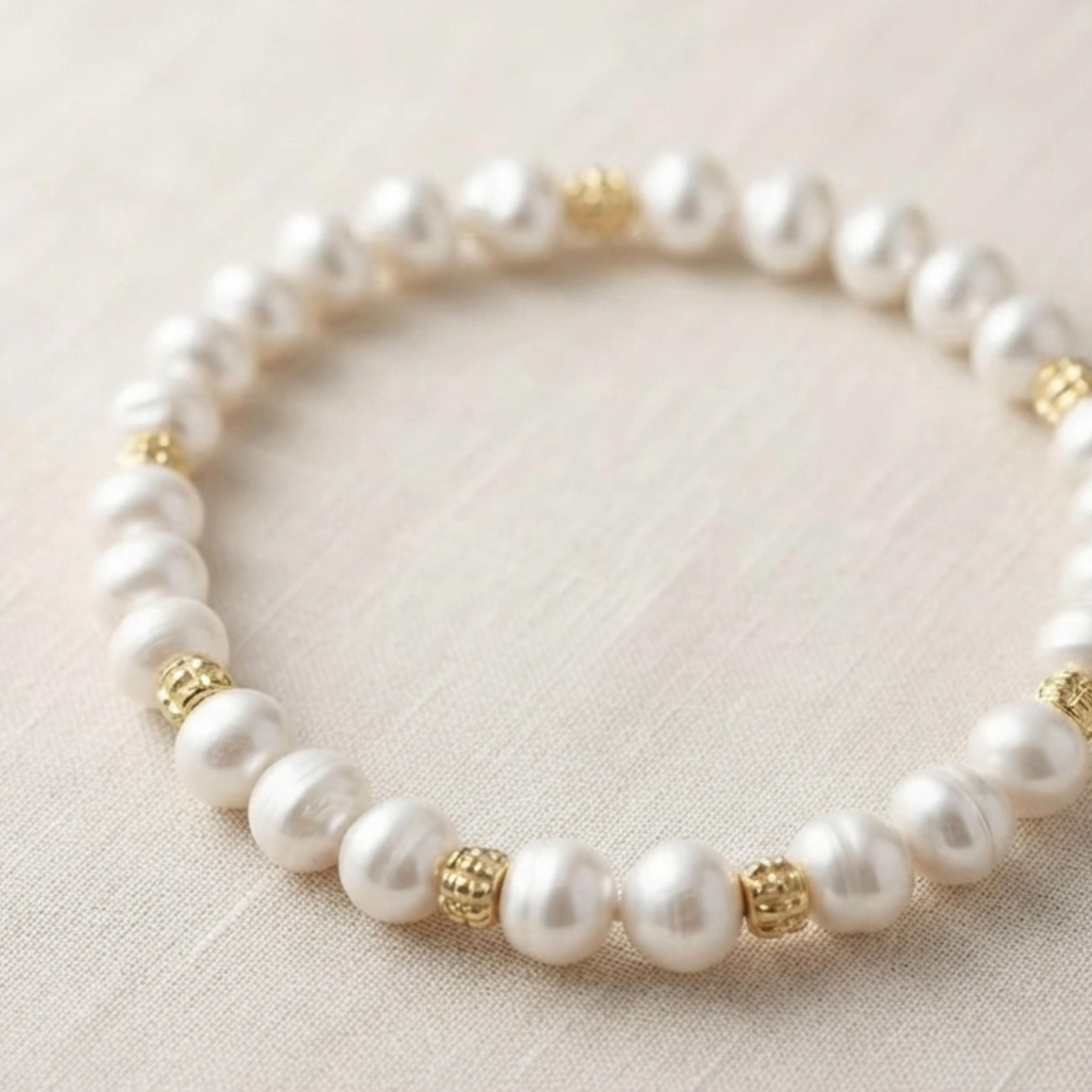 Roséline Golden Bead Pearl Necklace