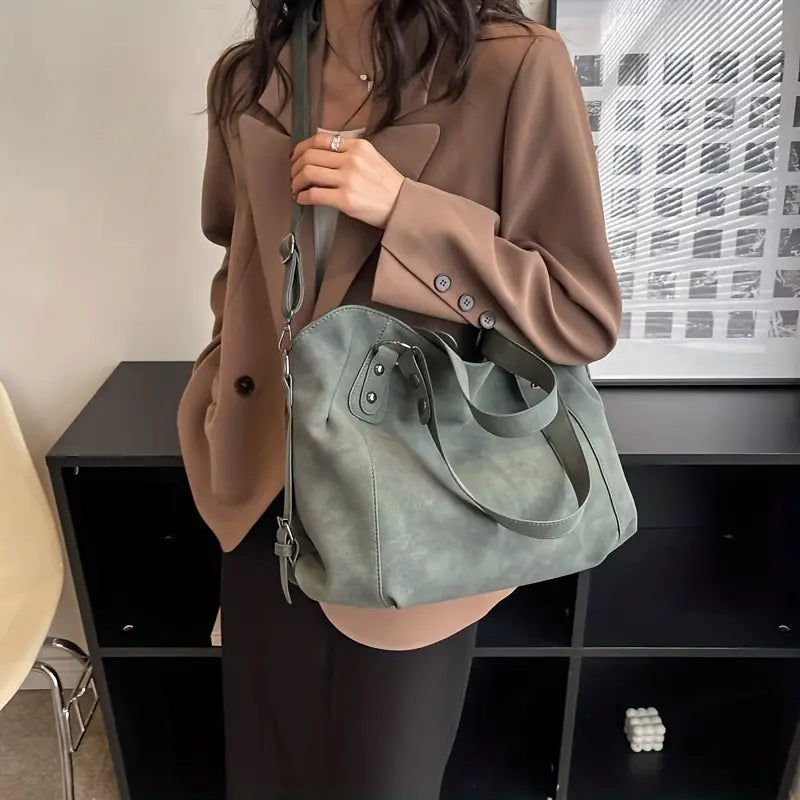 Velvet Voyage Vintage Vegan Suede-Style Crossbody Tote
