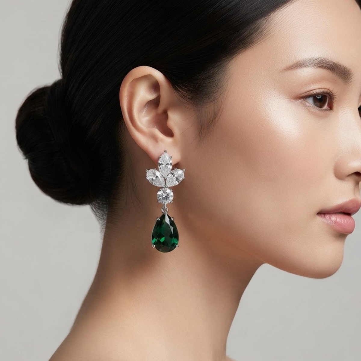 Emilia Emerald Crystal Drop Earrings