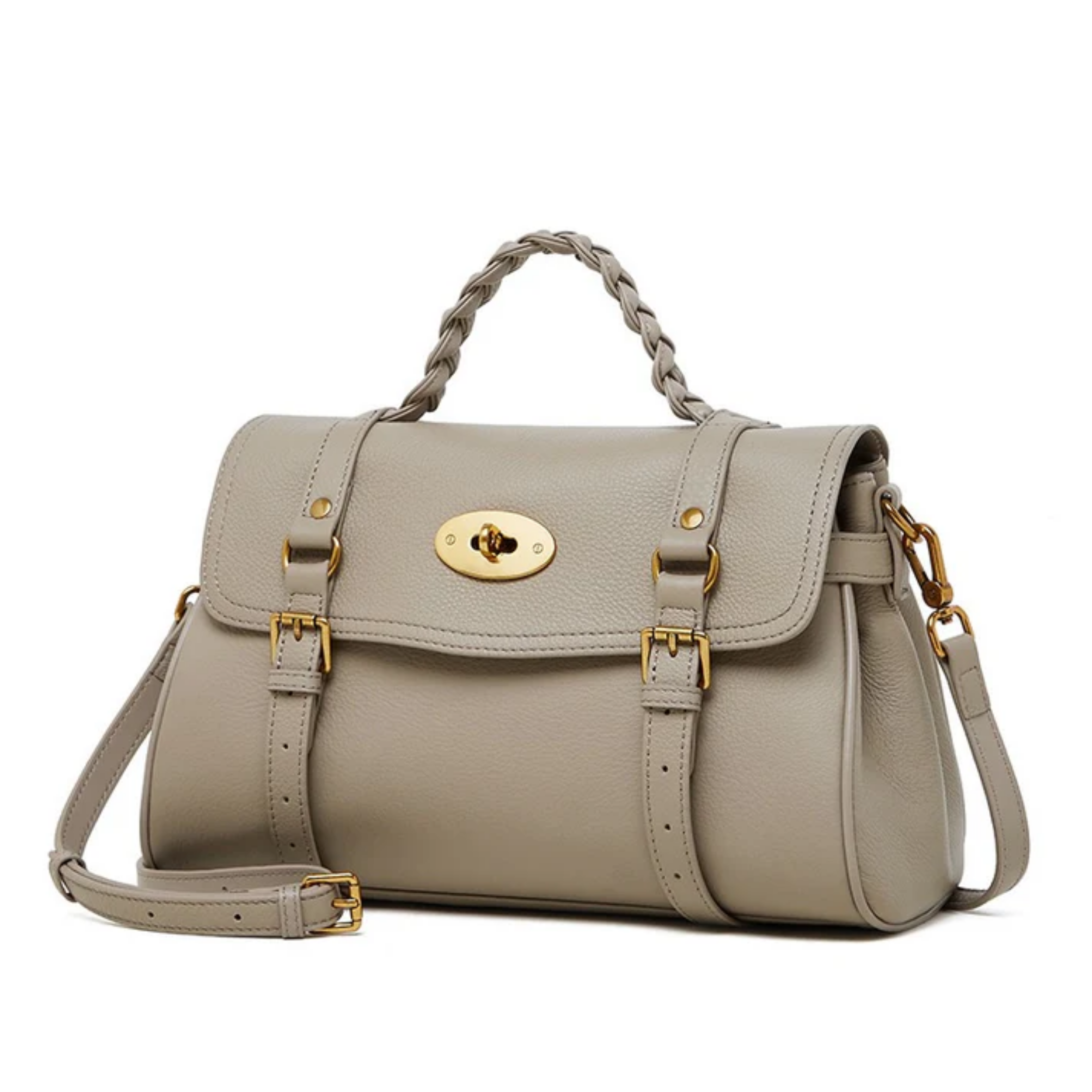 Solévia Geniune Leather Satchel with Braided Handle