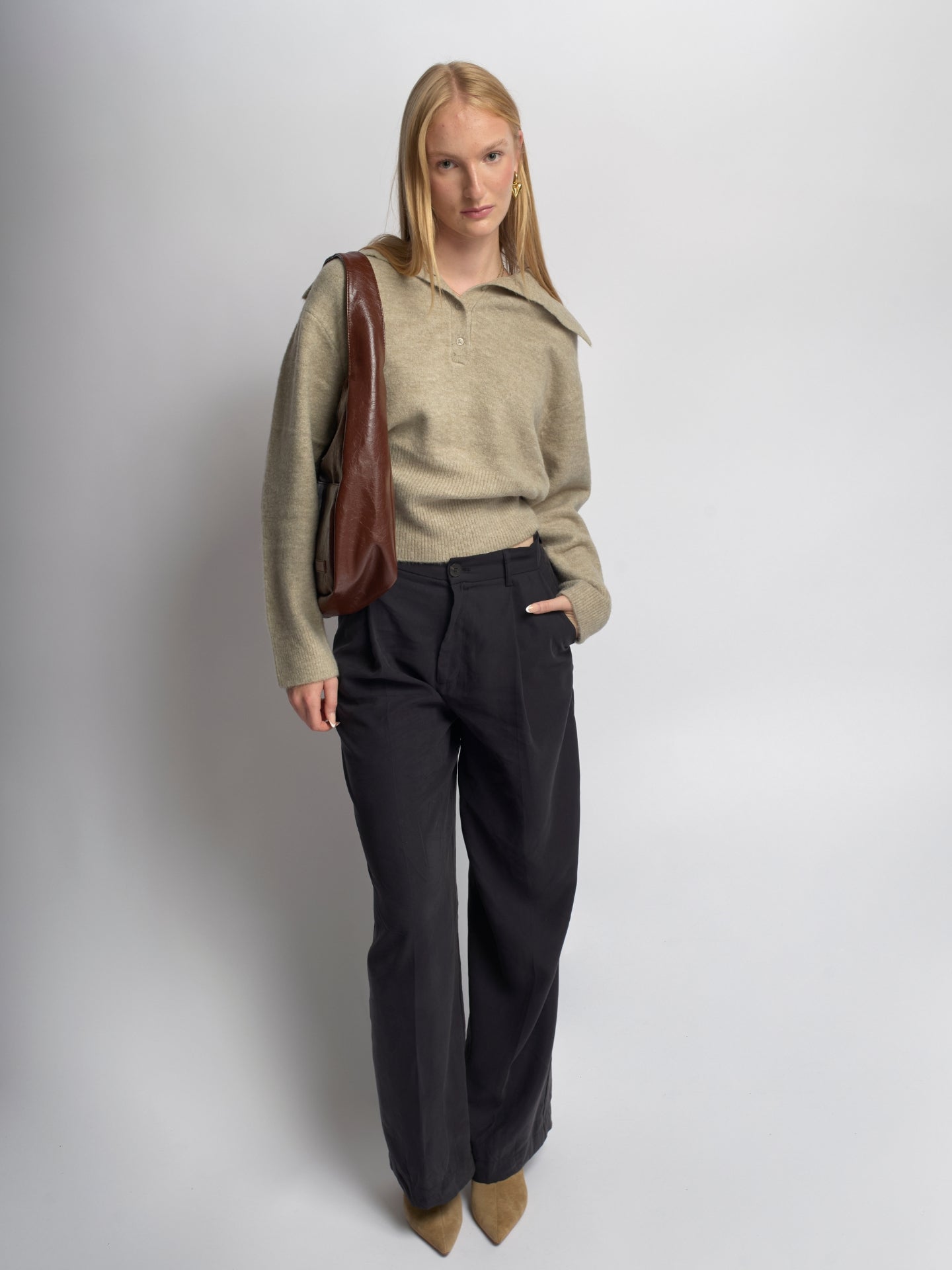 Chic Crescent Vegan Leather Shoulder Bag