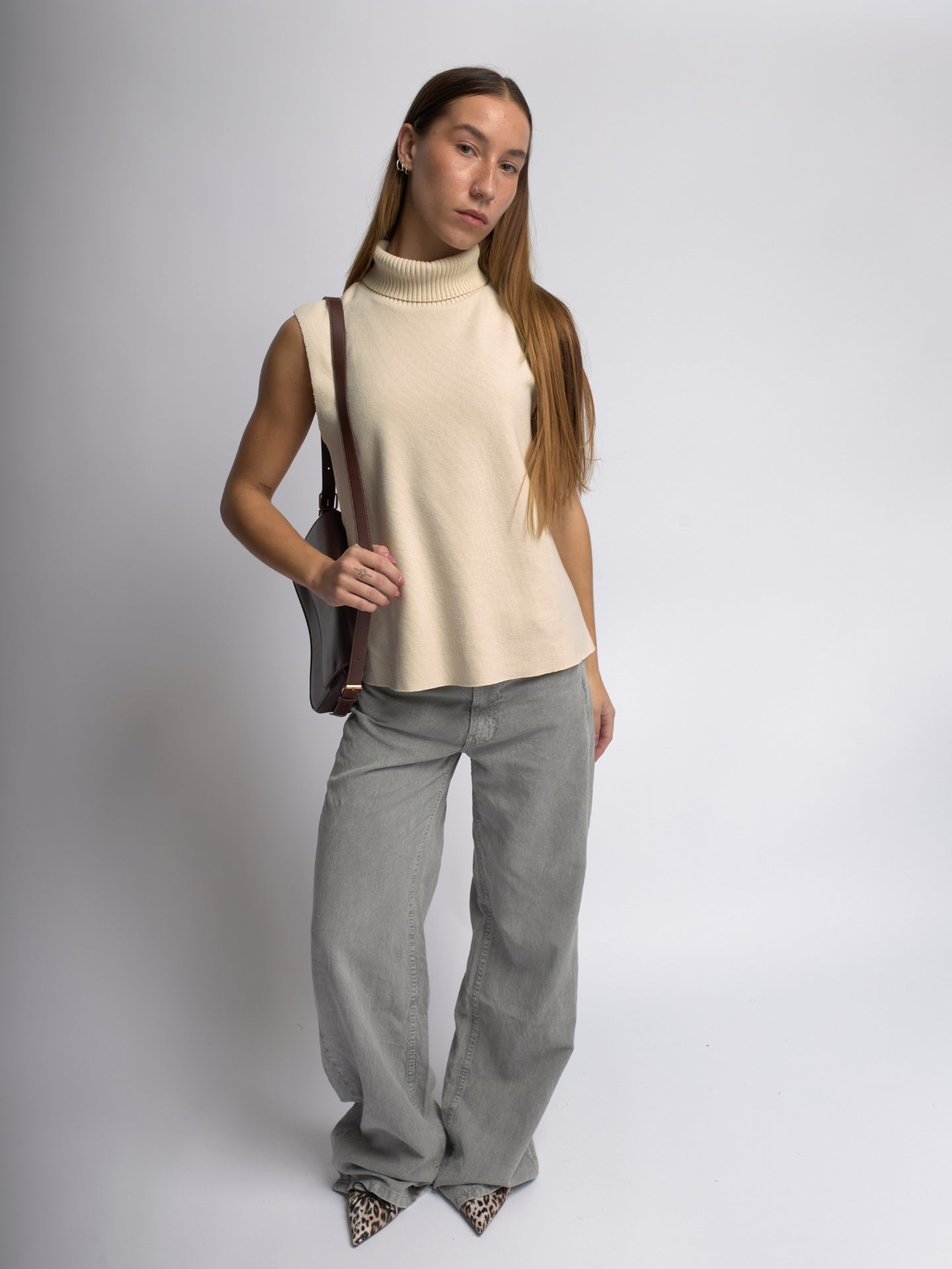 Saraya Crescent Vegan Leather Shoulder Bag