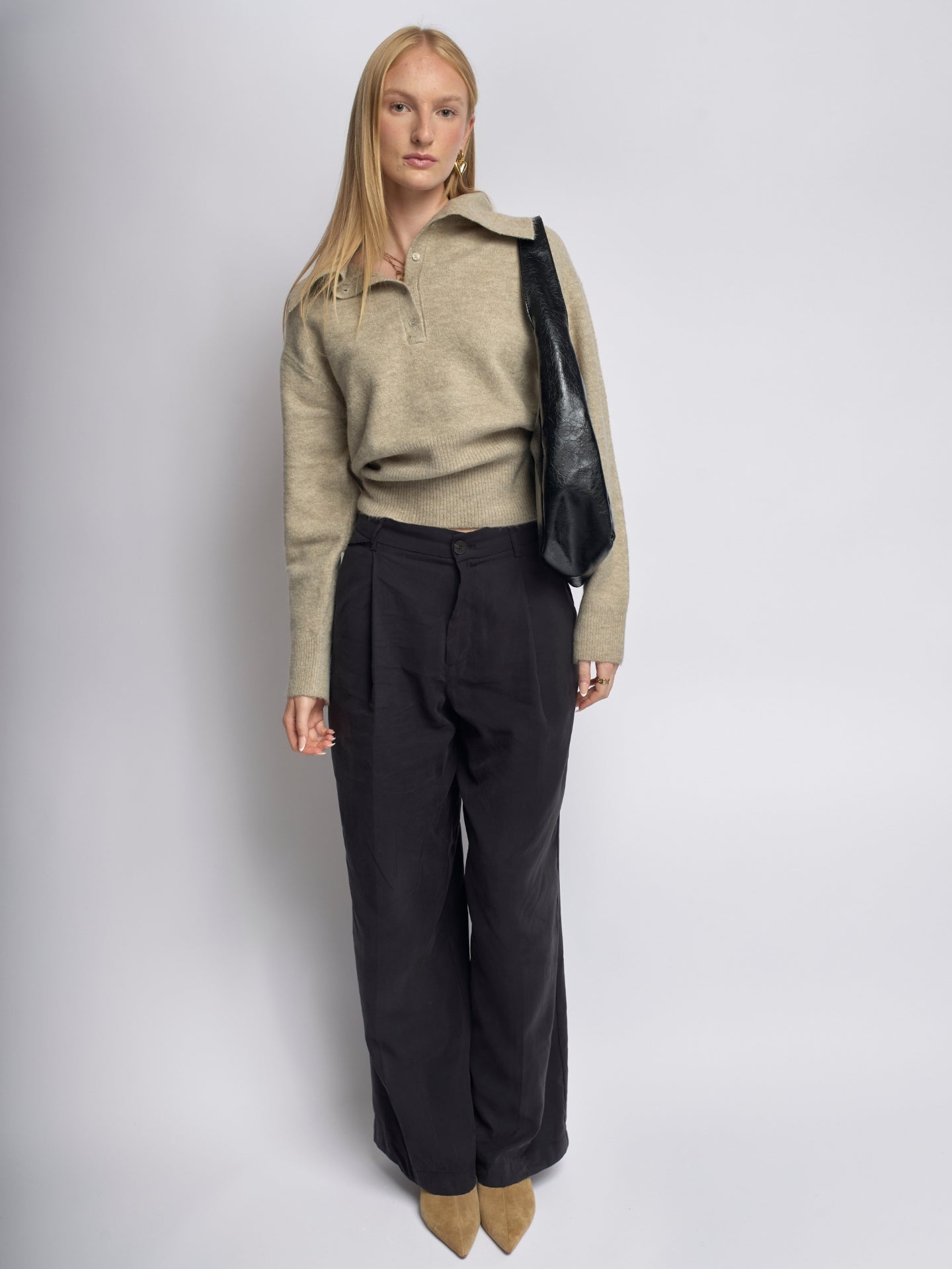 Chic Crescent Vegan Leather Shoulder Bag