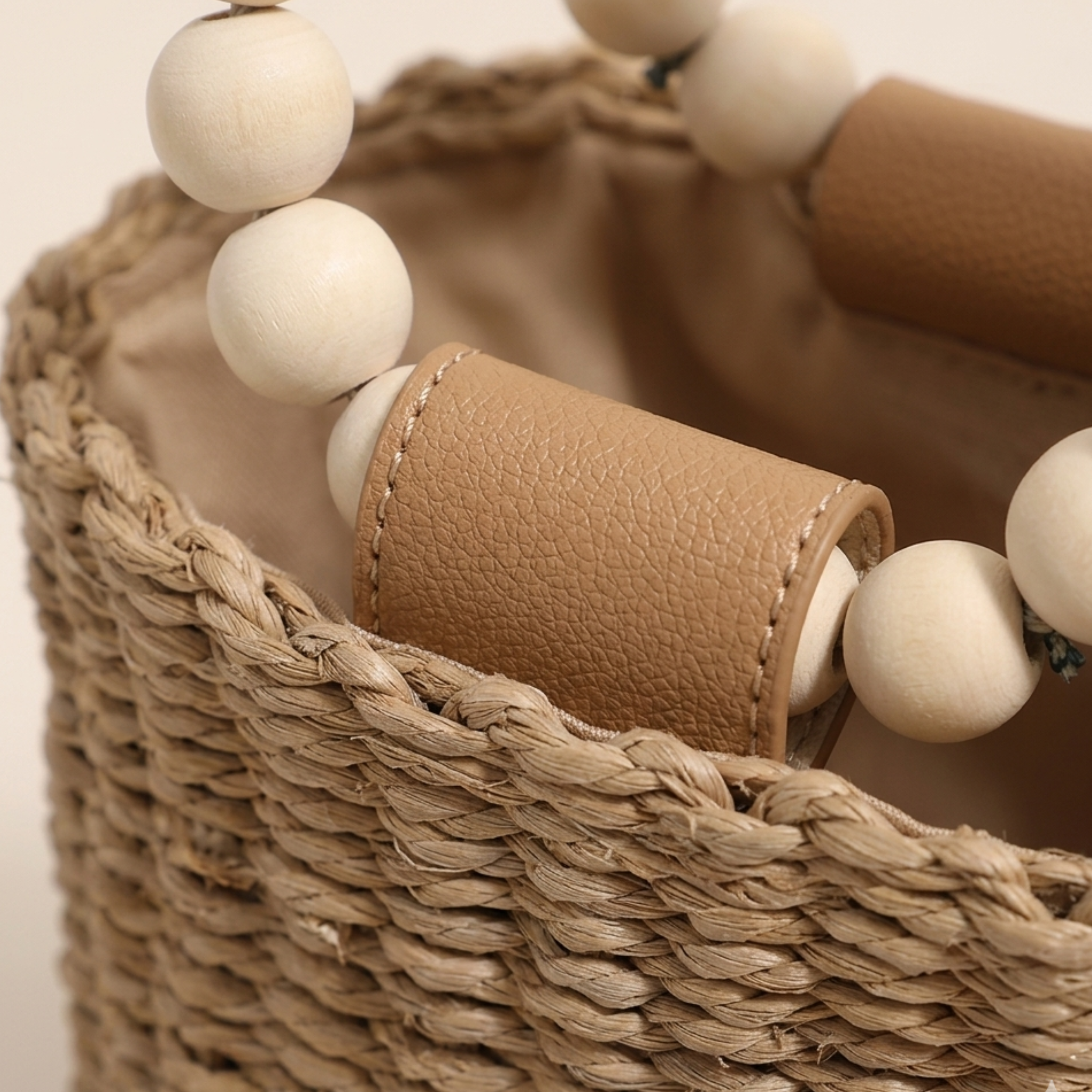 Handcrafted Bali-Inspired Wooden Beaded Paper Tote Bag – Sustainable Bag