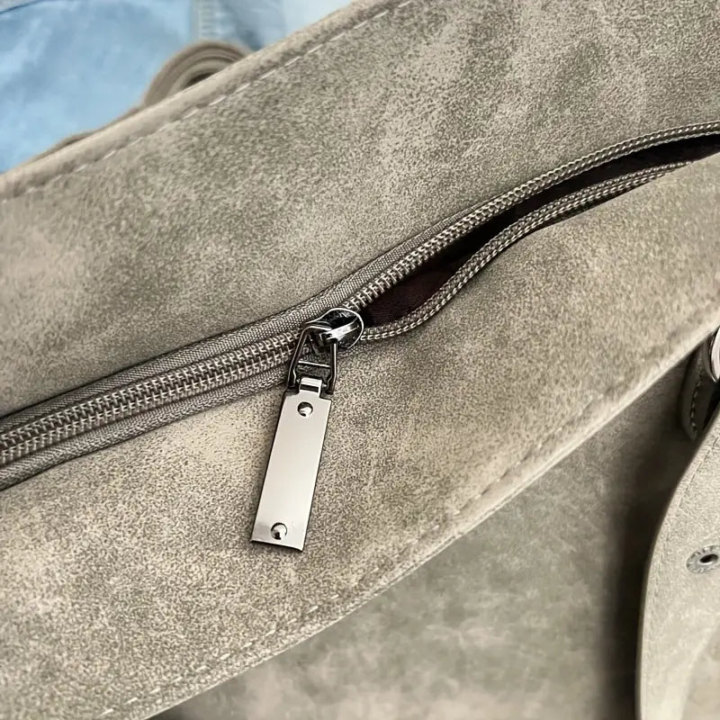 Velvet Voyage Vintage Vegan Suede-Style Crossbody Tote