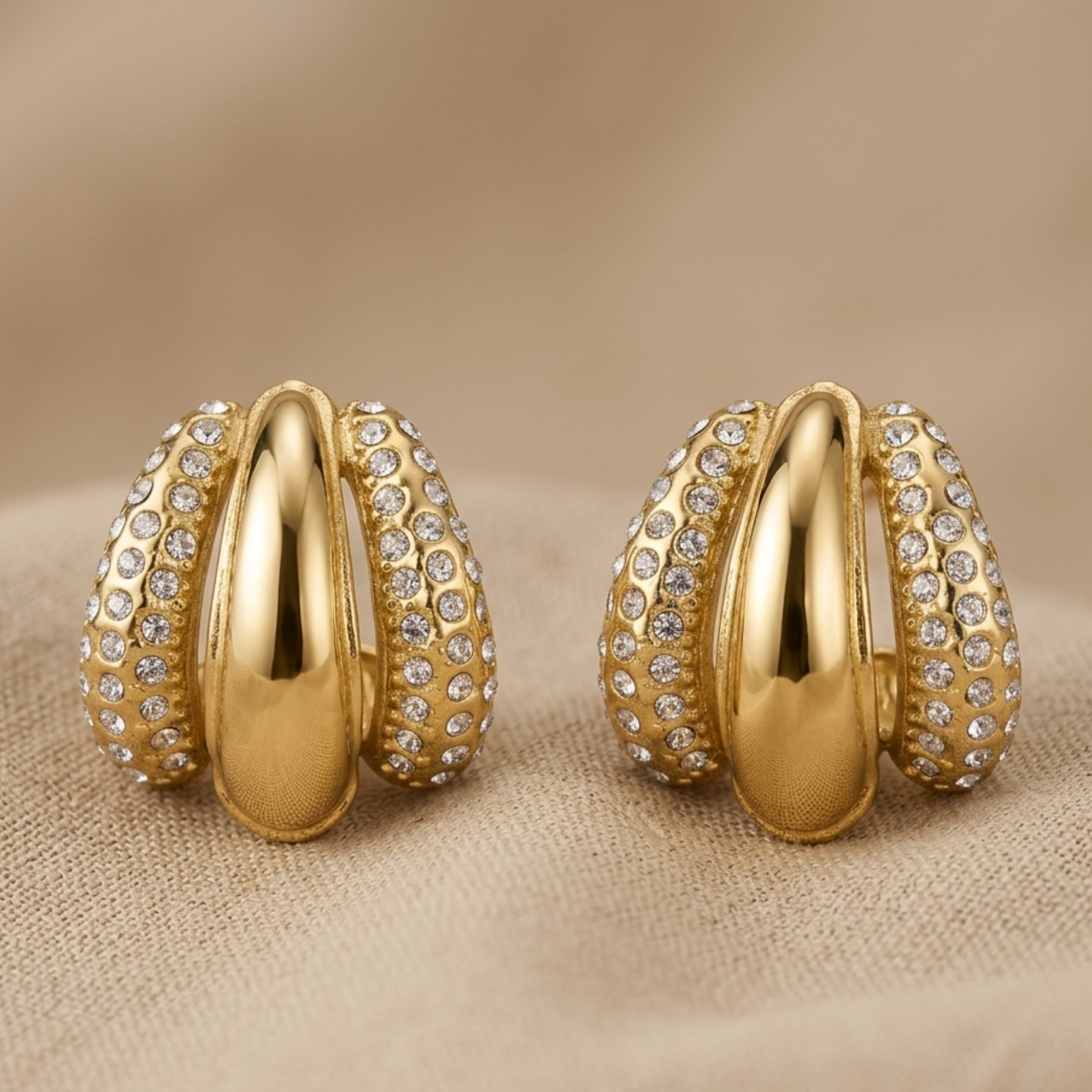 Luxanna Glow Gold Crystal Stud Earrings