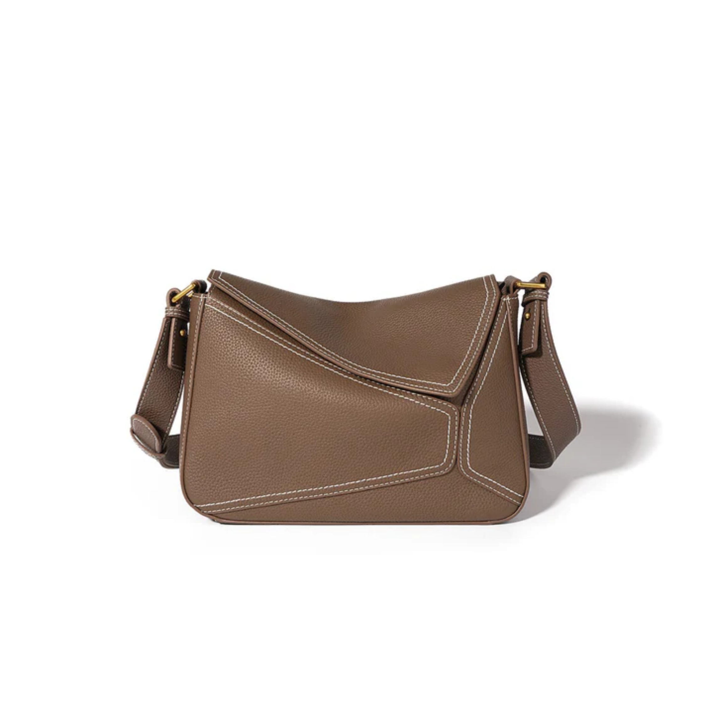 Zephyss Genuine Leather Geometric Shoulder Crossbody Bag