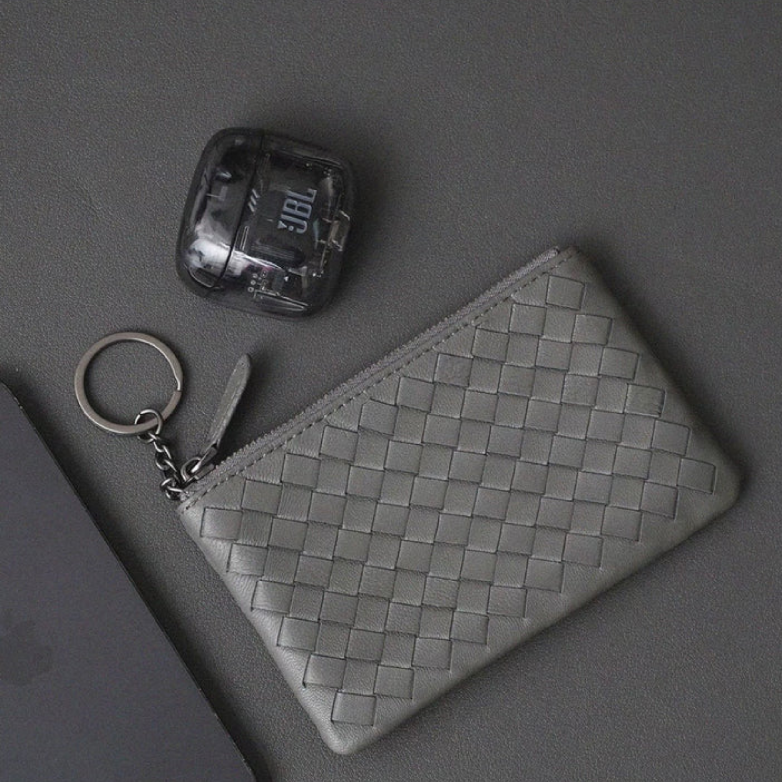 Jaeira Handwoven Lambskin Key Fob & Card Wallet