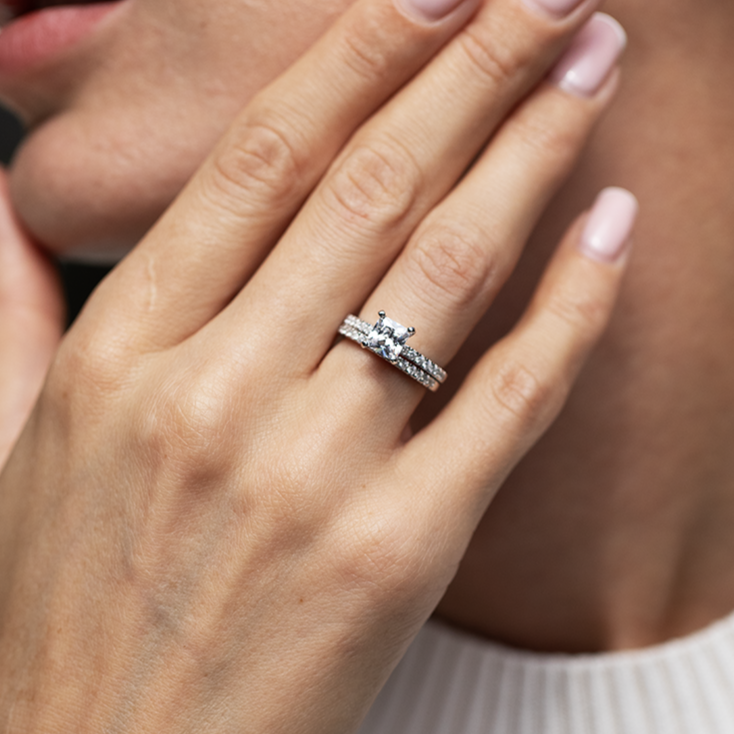 Luminous Promise Moissanite Engagement Ring Set