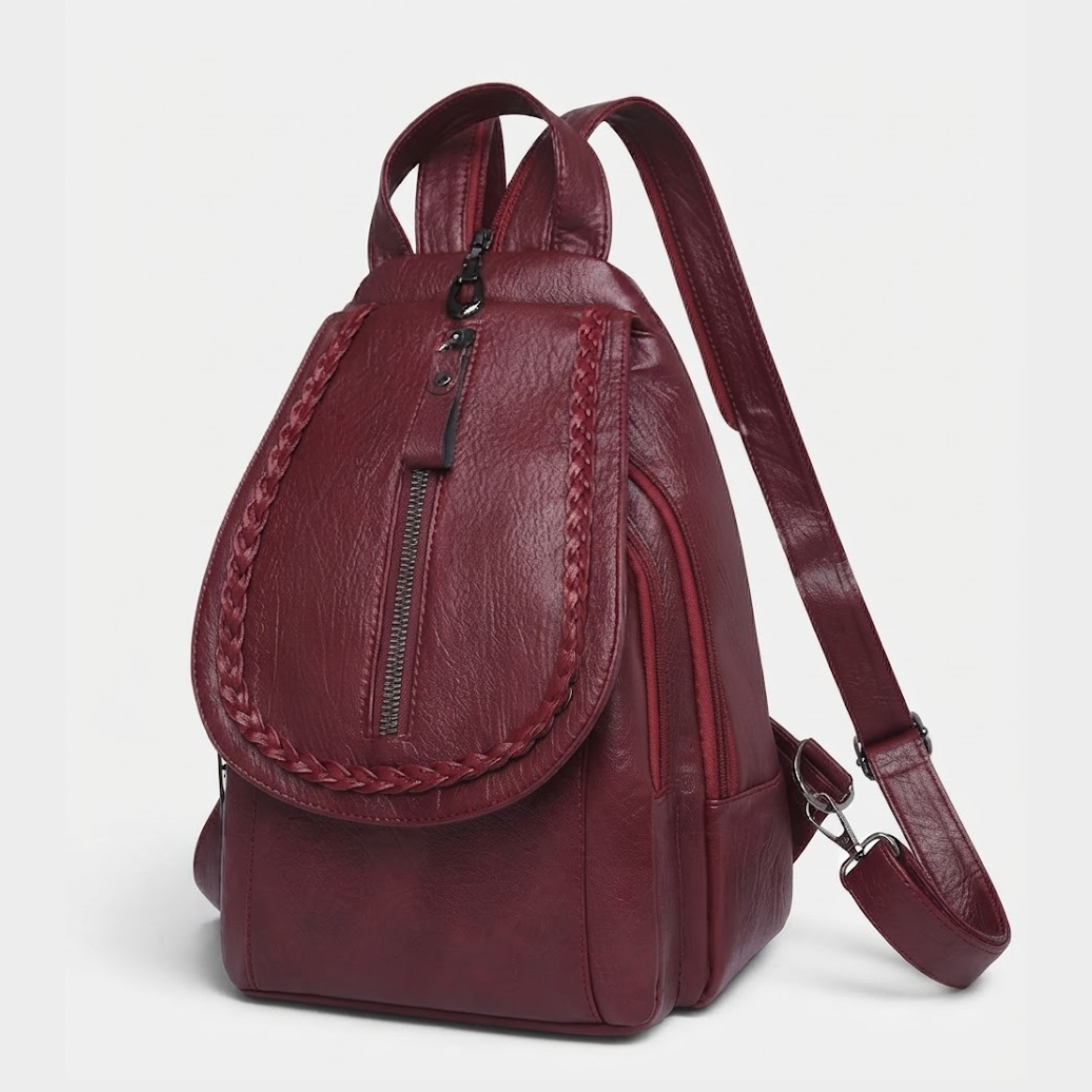 Natasha Braided Trim Convertible Leather Backpack