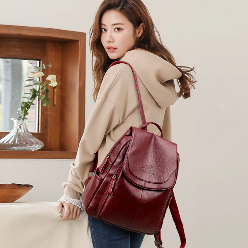 AriaGuard Mini Anti-Theft Leather Backpack