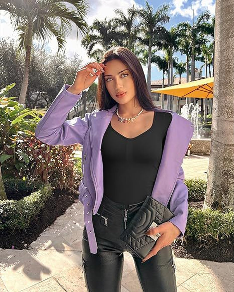 Seamless Long Sleeve V-Neck Bodysuit