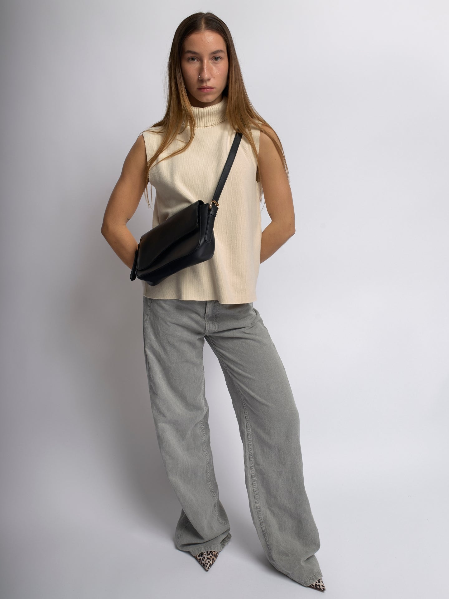 Saraya Crescent Vegan Leather Shoulder Bag