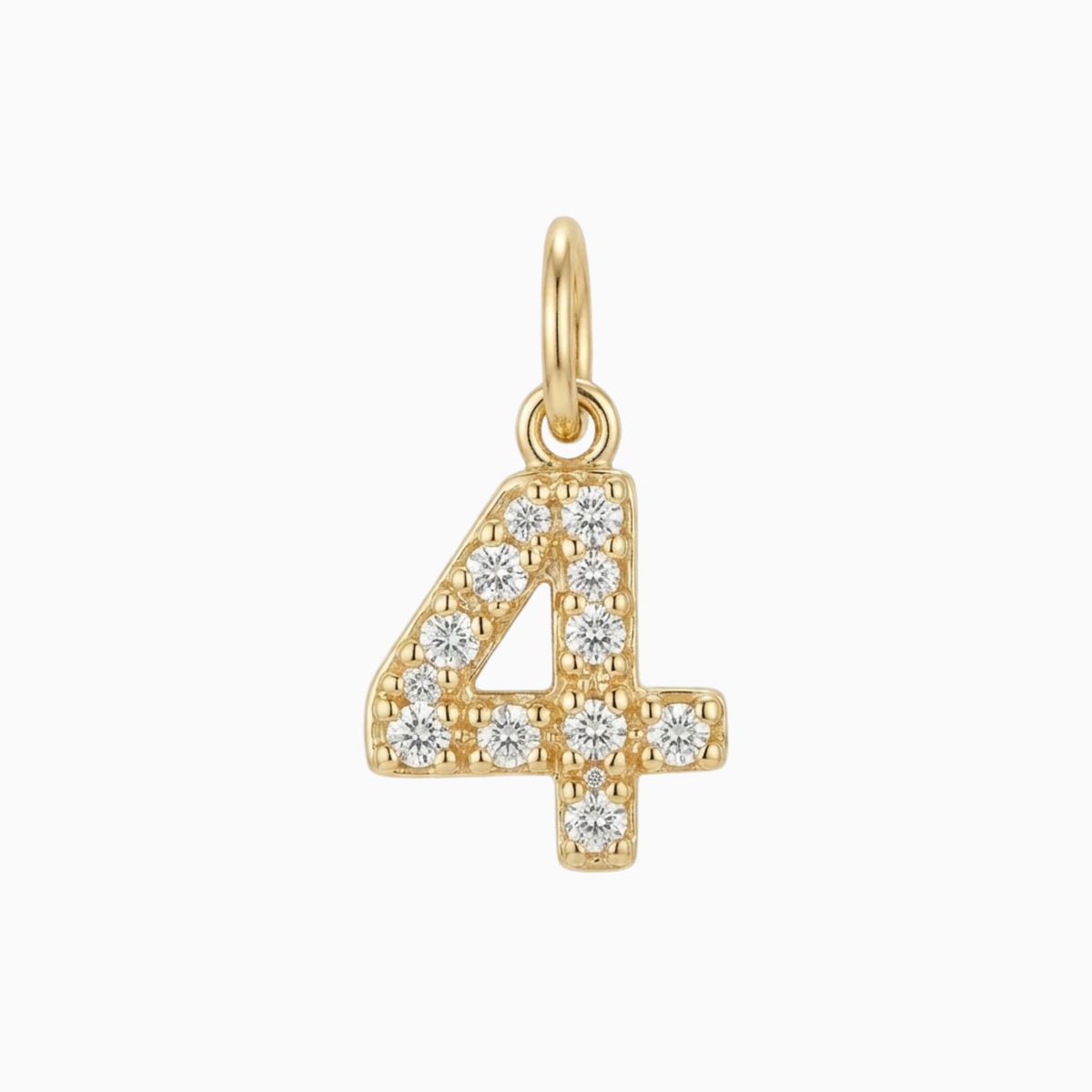 Charms - Jeweled Number 4 Pendant
