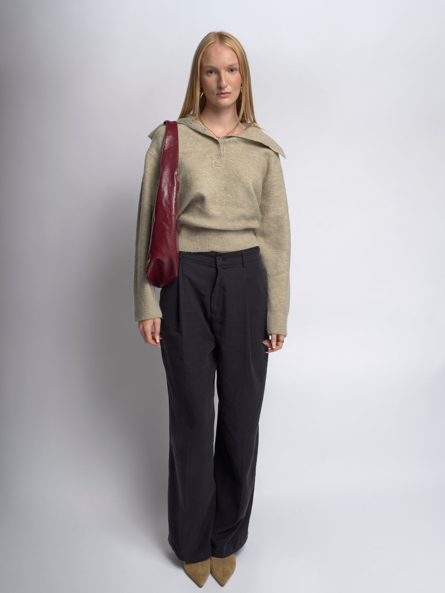Chic Crescent Vegan Leather Shoulder Bag