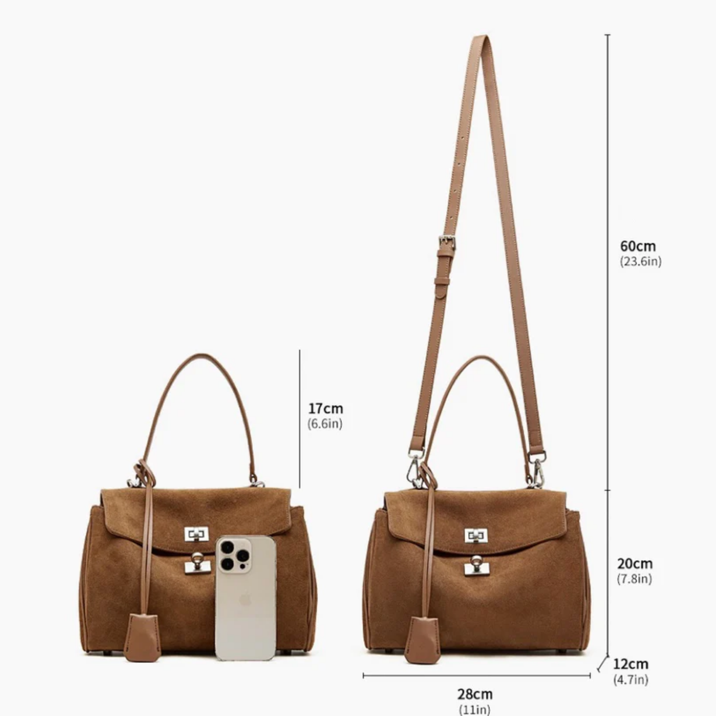 Sylvae Soft Suede Genuine Leather Top-Handle Bag