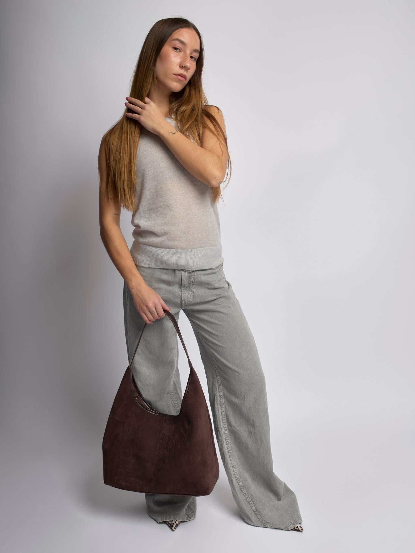 Elegant Vegan Leather Half-Moon Tote