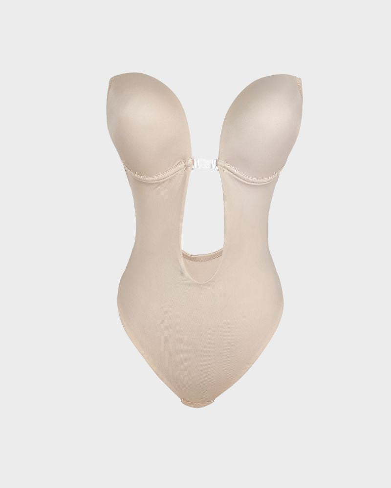 Elegant Allure Strapless U-Plunge Thong Bodysuit
