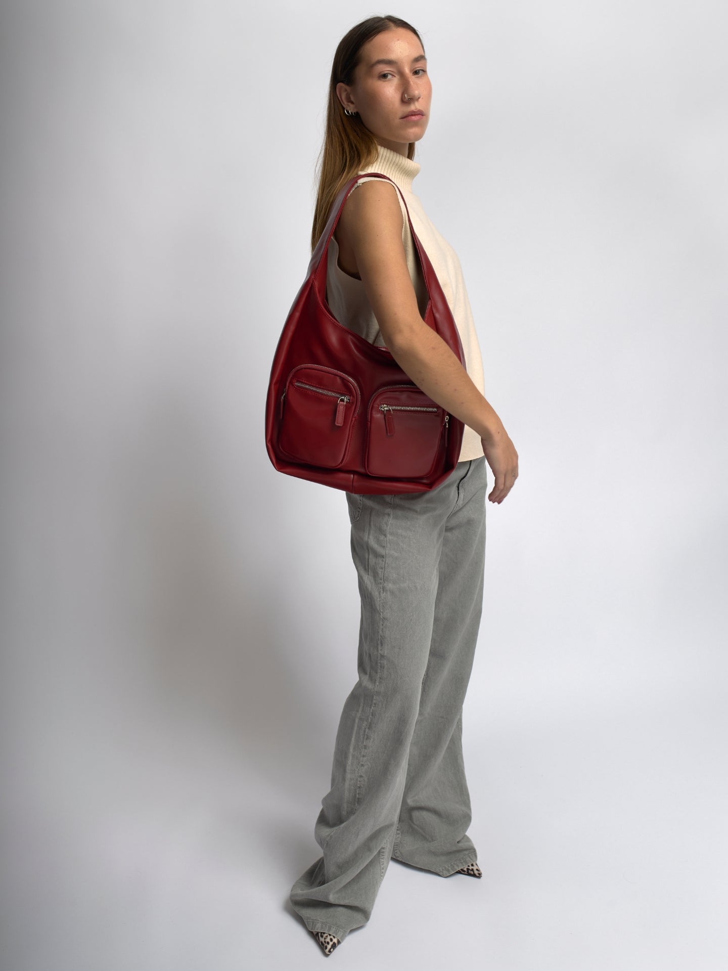 Claire Pocket Vegan Leather Shoulder Bag