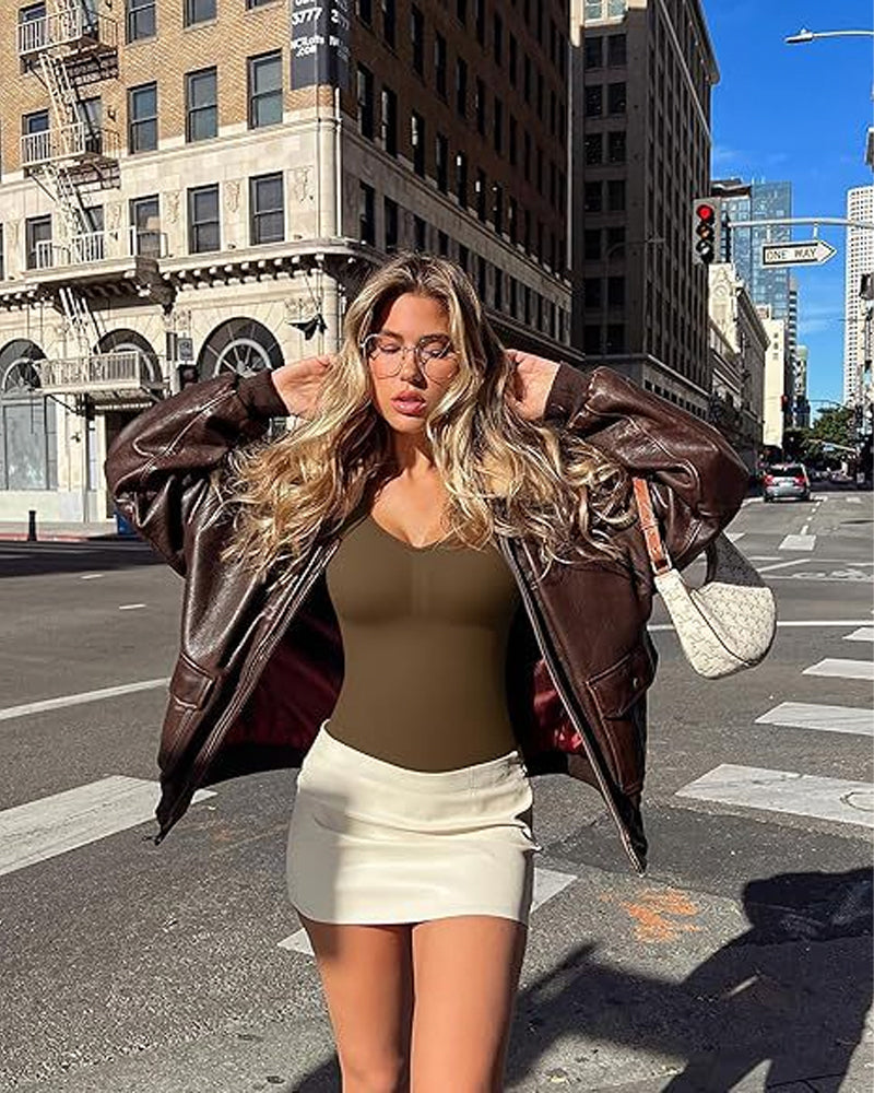 Seamless Long Sleeve V-Neck Bodysuit