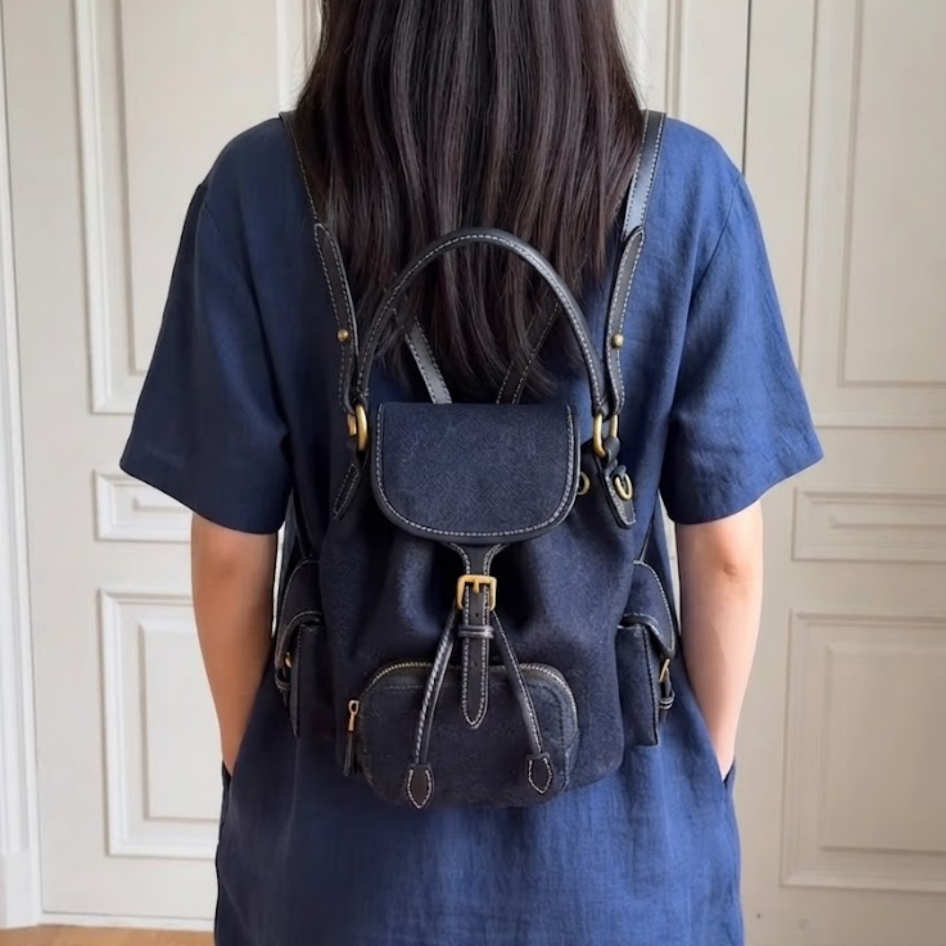Sac à dos en denim bleu Mila