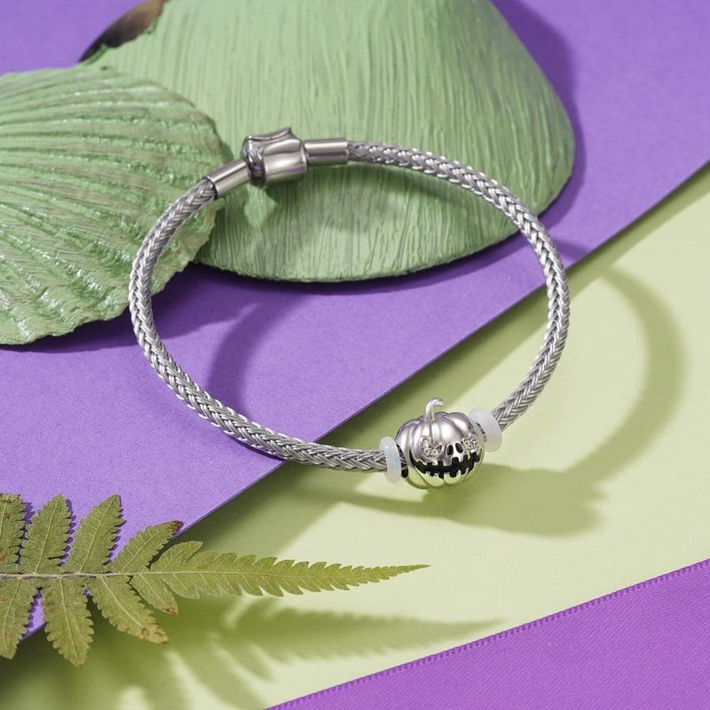 Elegant Grey Charm Bracelet with Secure Stoppers