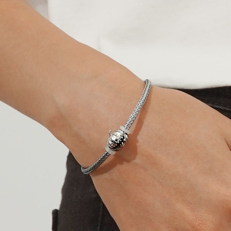 Elegant Grey Charm Bracelet with Secure Stoppers