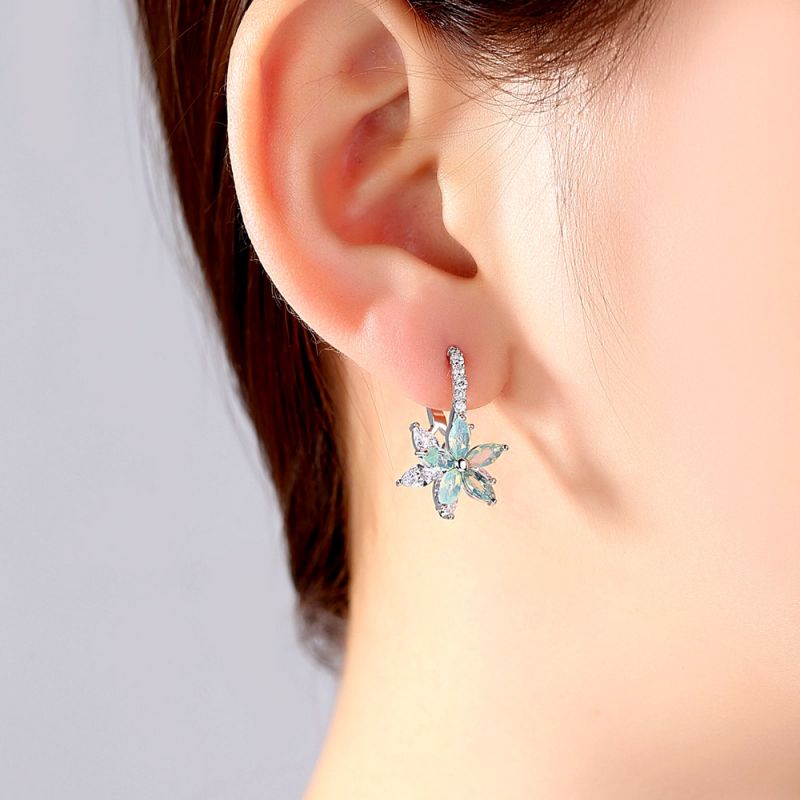 Blossom Glow Crystal Flower Dangle Earrings