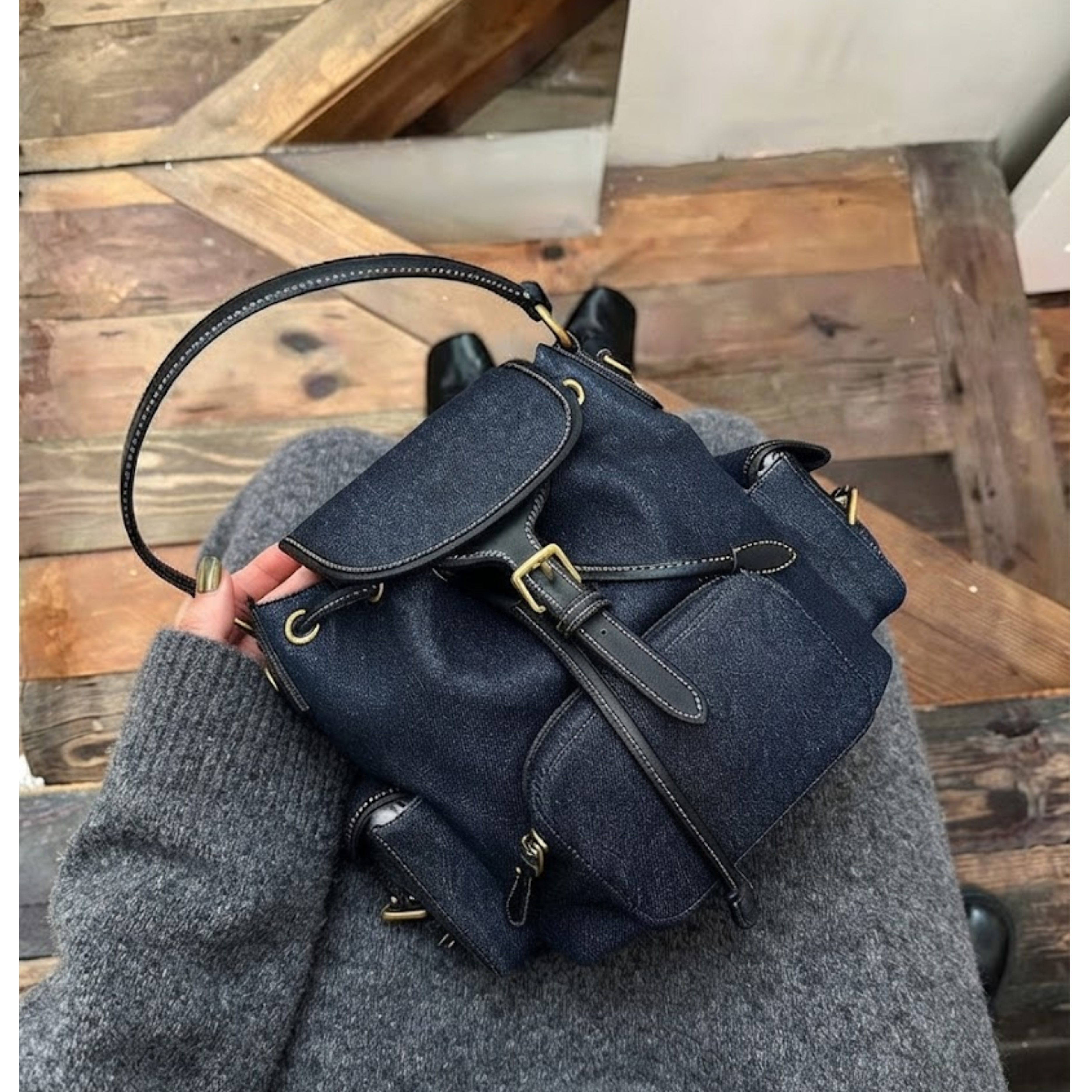 Sac à dos en denim bleu Mila