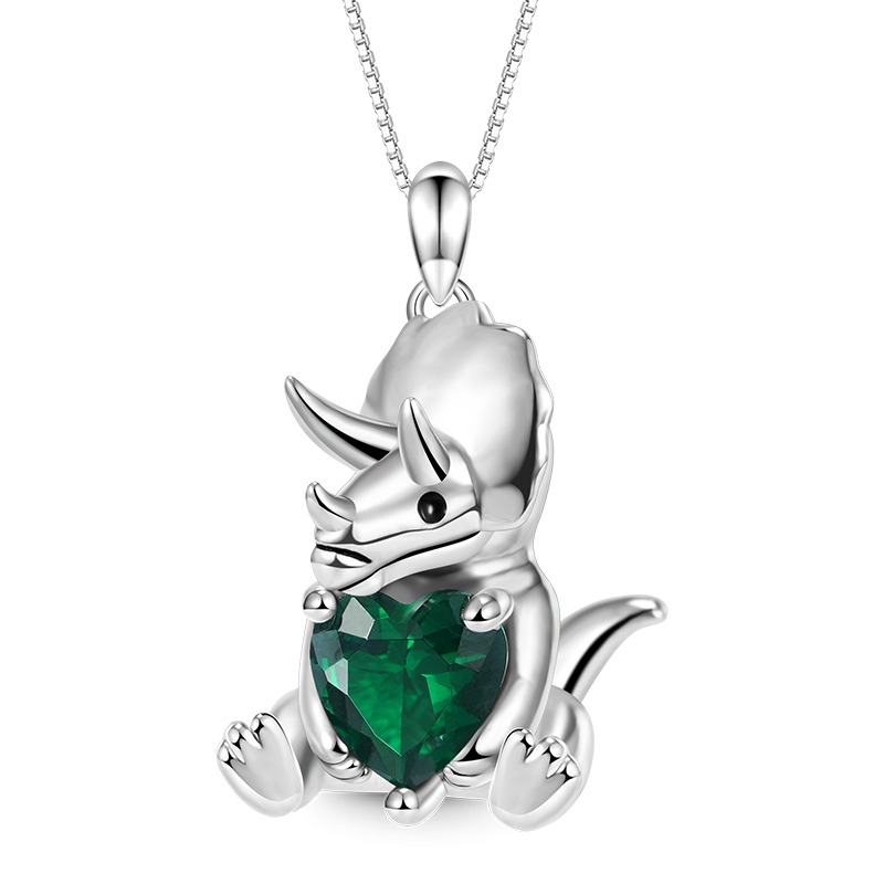 Triceratops Heart Embrace Necklace