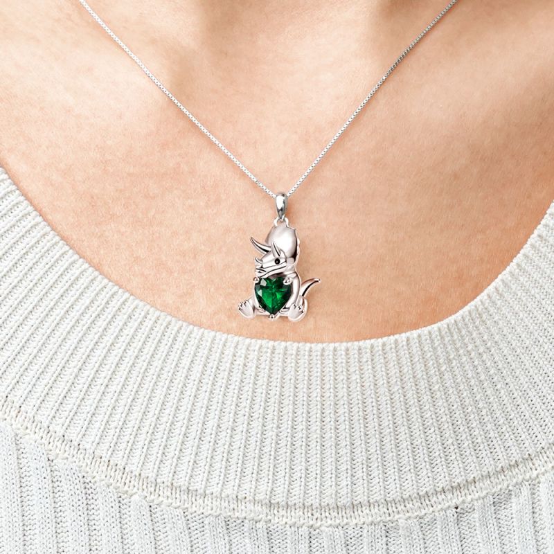 Triceratops Heart Embrace Necklace