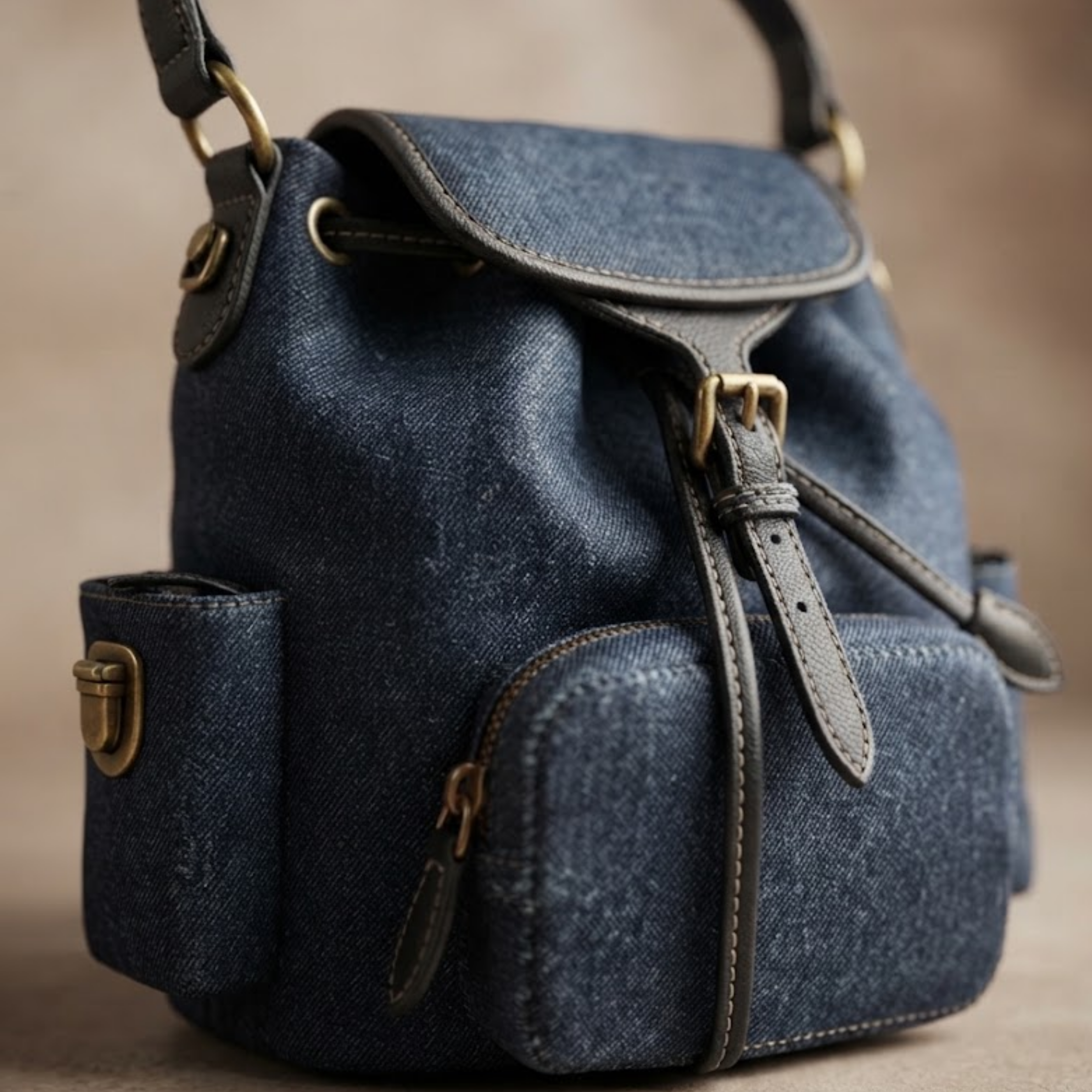 Sac à dos en denim bleu Mila