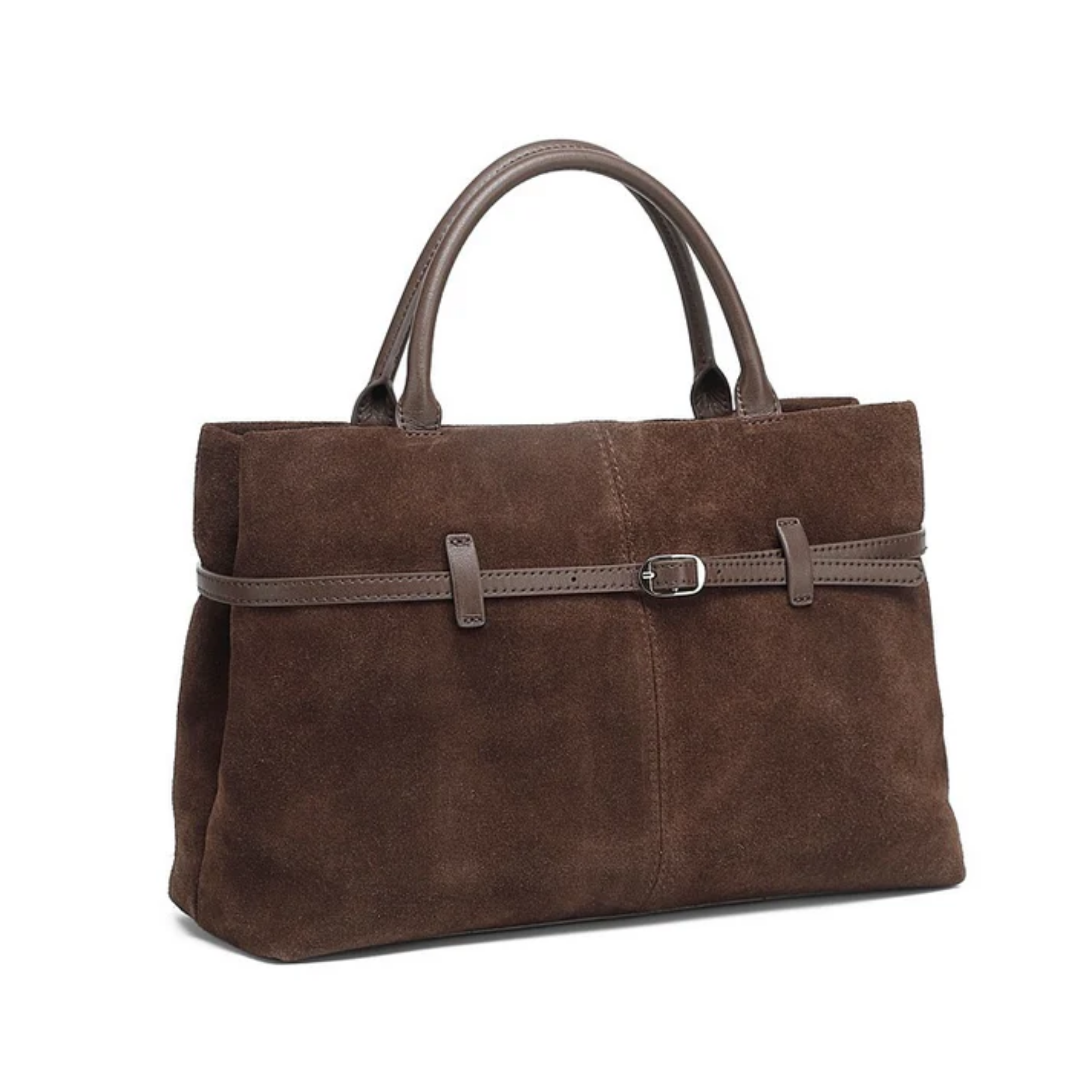 Elyra Suede Structured Genuine Leather Tote Bag