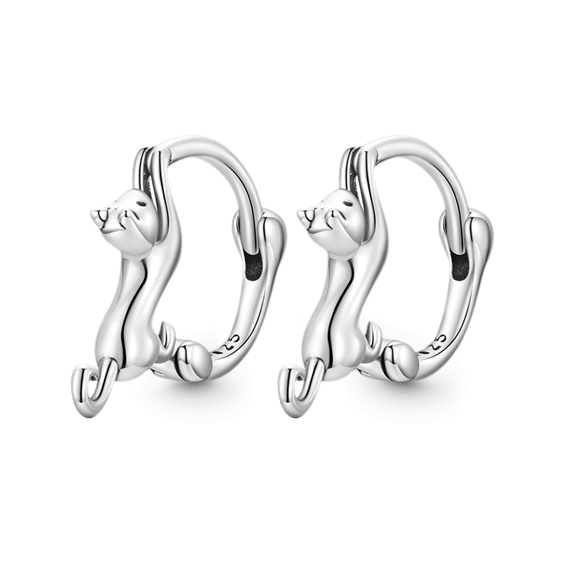 Whisker Charm 925 Sterling Silver Cat Stud Earrings