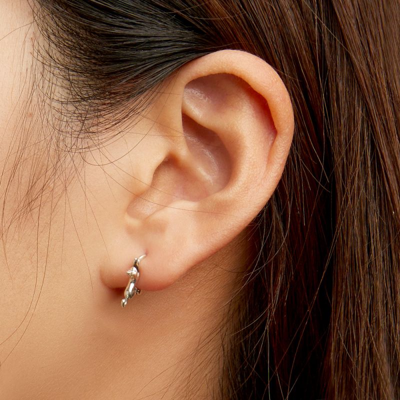 Whisker Charm 925 Sterling Silver Cat Stud Earrings