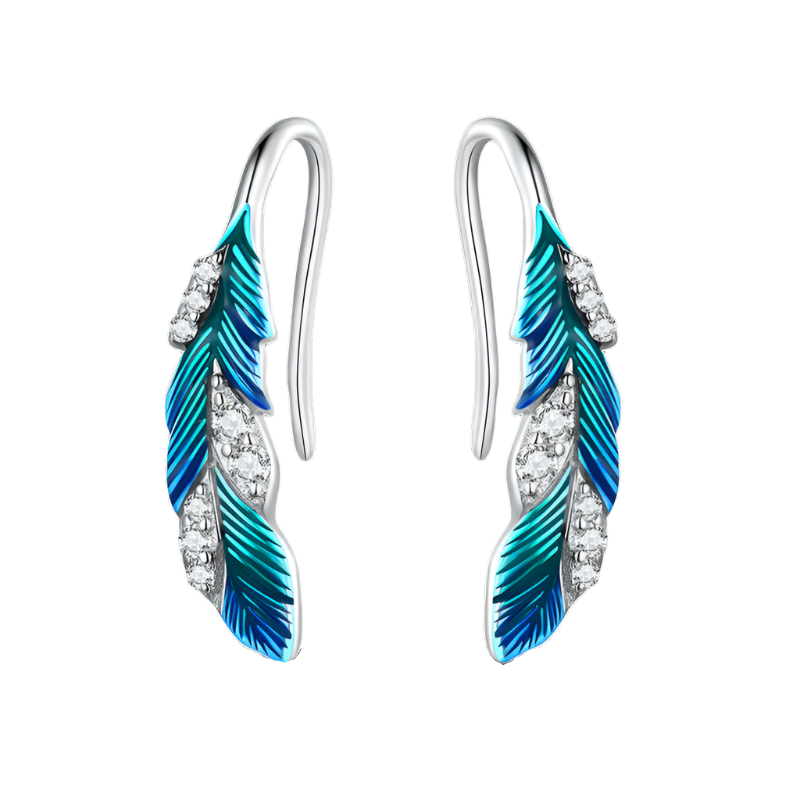 Blue Feather Elegance Dangle Earrings