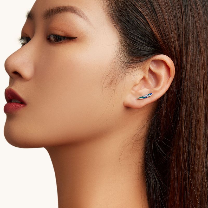 Blue Feather Elegance Dangle Earrings