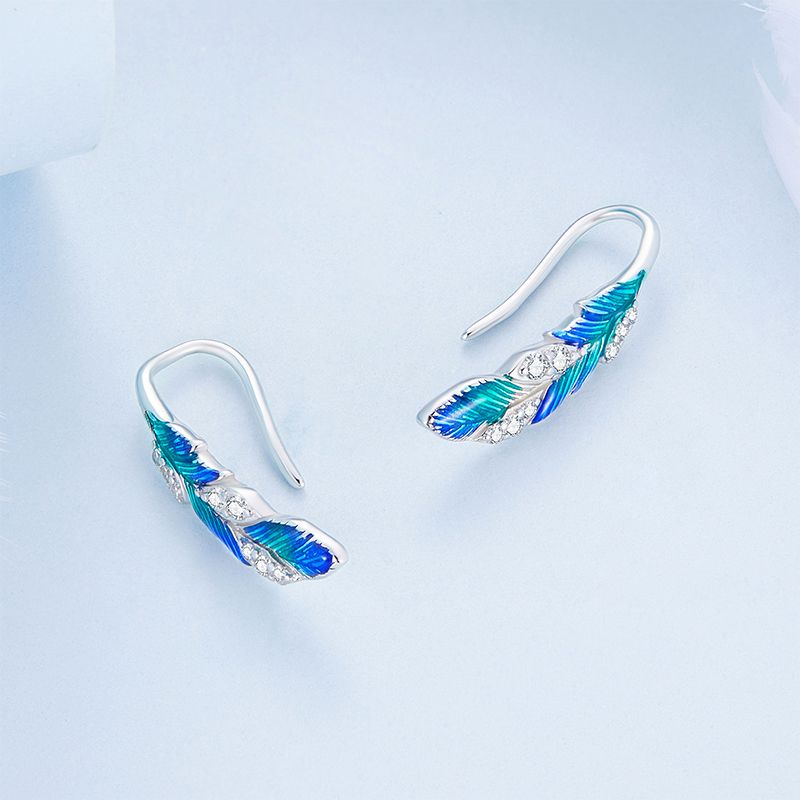 Blue Feather Elegance Dangle Earrings
