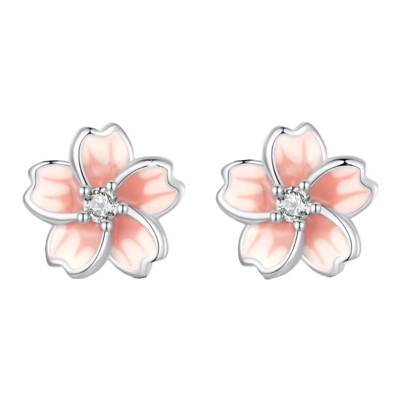 Blossom Grace Pink Gradient Sakura Stud Earrings