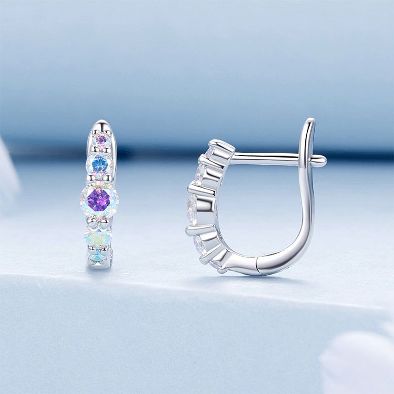 AuroraGlow Multicolor U-Shaped Hoop Earrings