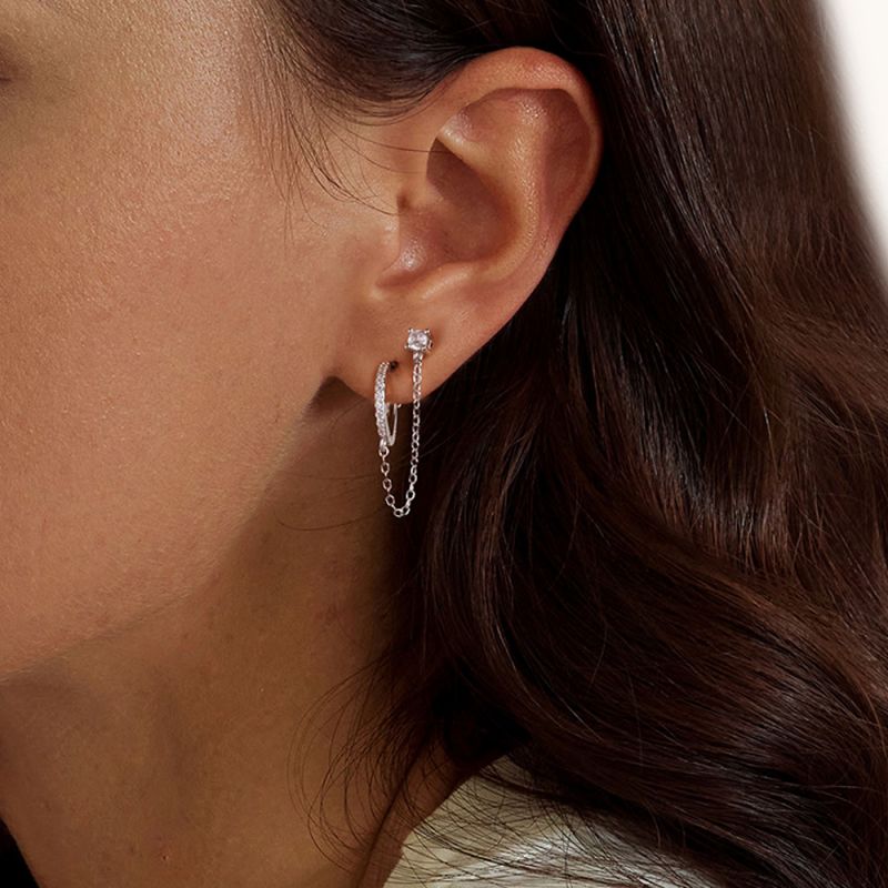 Ethereal Grace Chain Threader Hoop Earring
