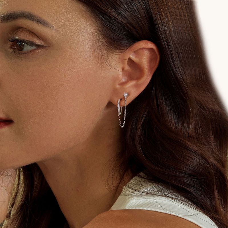 Ethereal Grace Chain Threader Hoop Earring