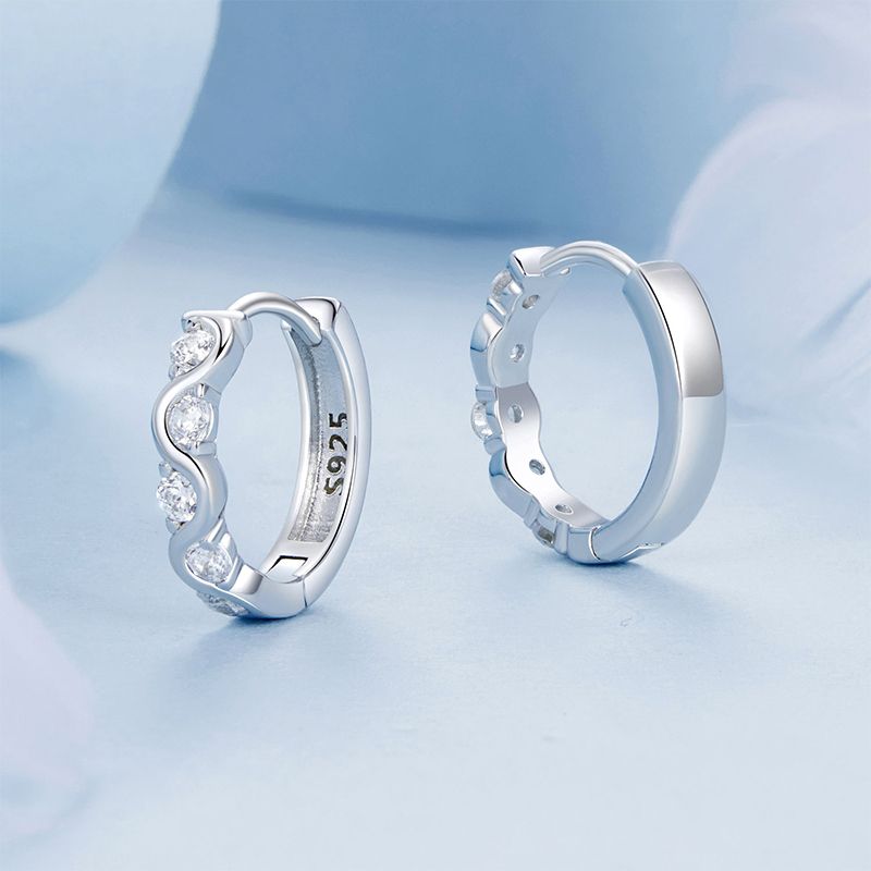 Radiant Wave Sparkle Hoop Earrings