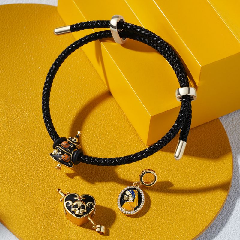 Midnight Elegance Adjustable Charm Bracelet