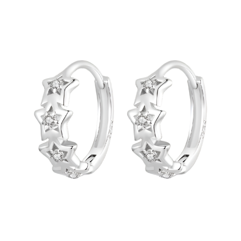 Stellar Shine Star Huggie Hoop Earrings