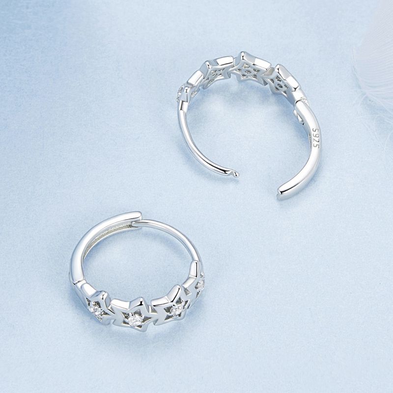 Stellar Shine Star Huggie Hoop Earrings