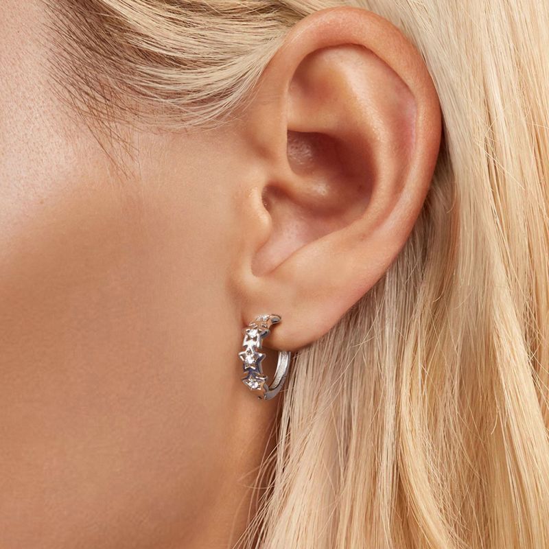 Stellar Shine Star Huggie Hoop Earrings