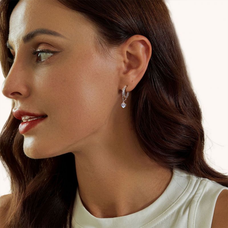 Ethereal Grace Heart Dangle Earrings